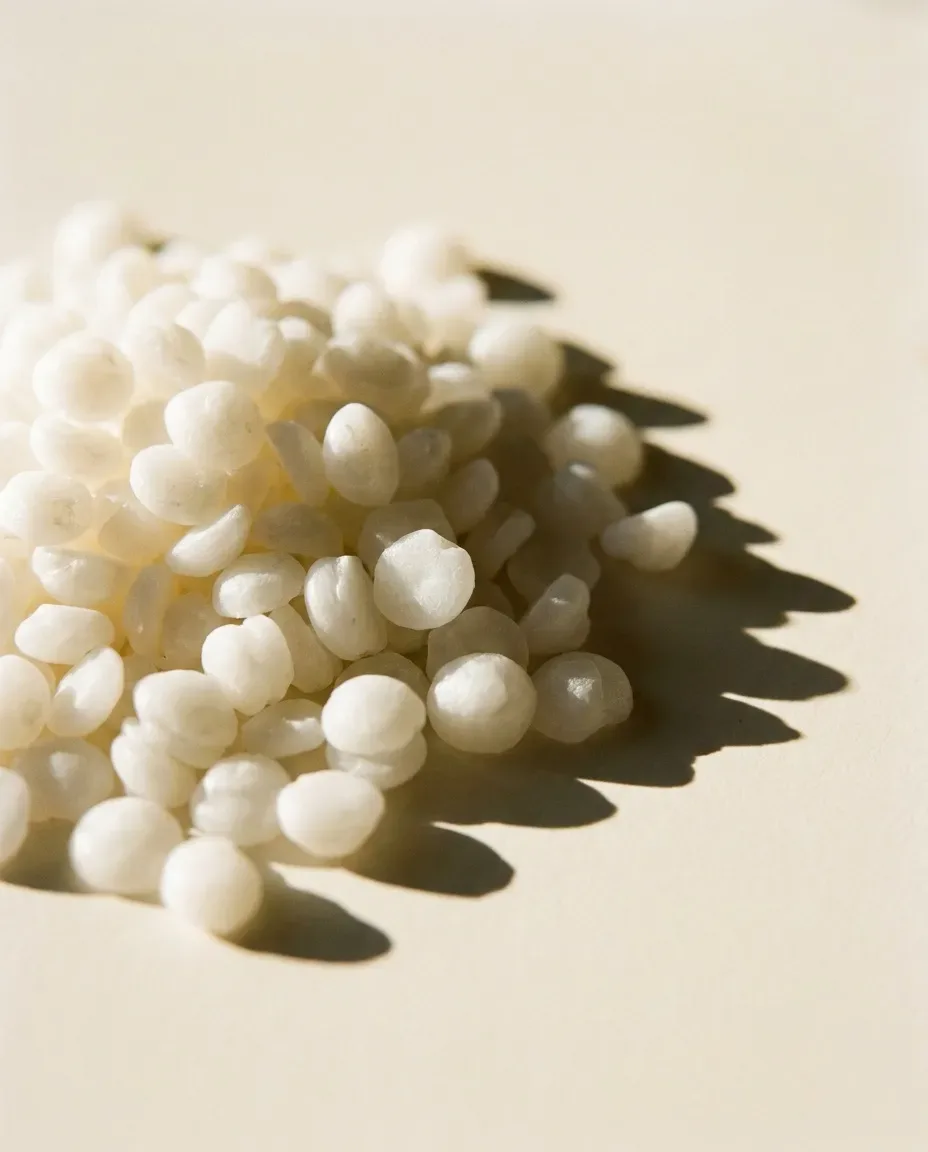 Pile of small white wax beads